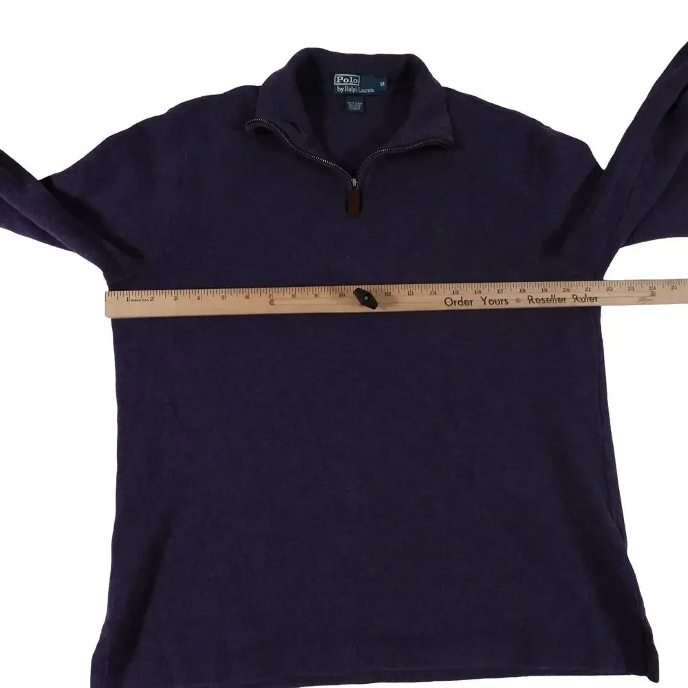 Ralph Lauren Vintage Cotton Purple 1/4 Pullover Sweater Men's Medium